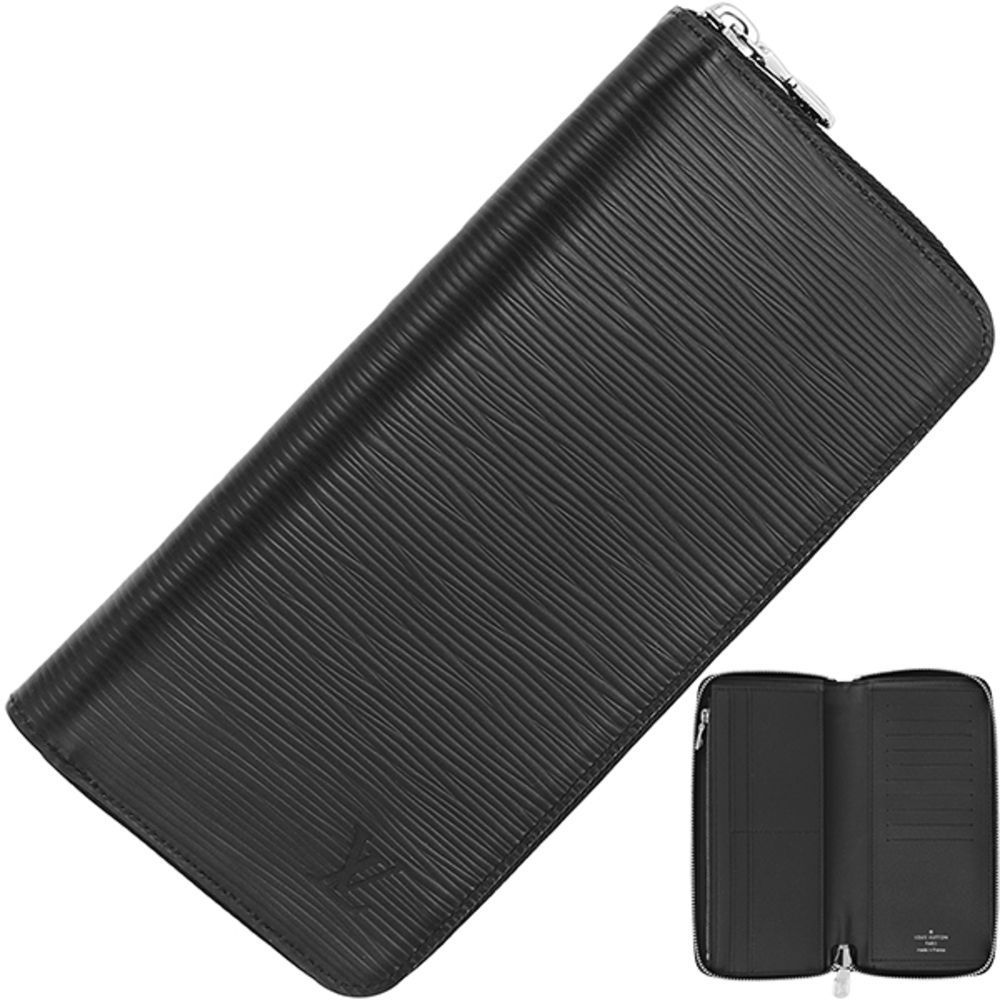 Zippy Wallet Vertical Round Zipper Accessory Epi Leather Noir Black Silver